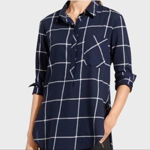 Athleta L Plaid Top